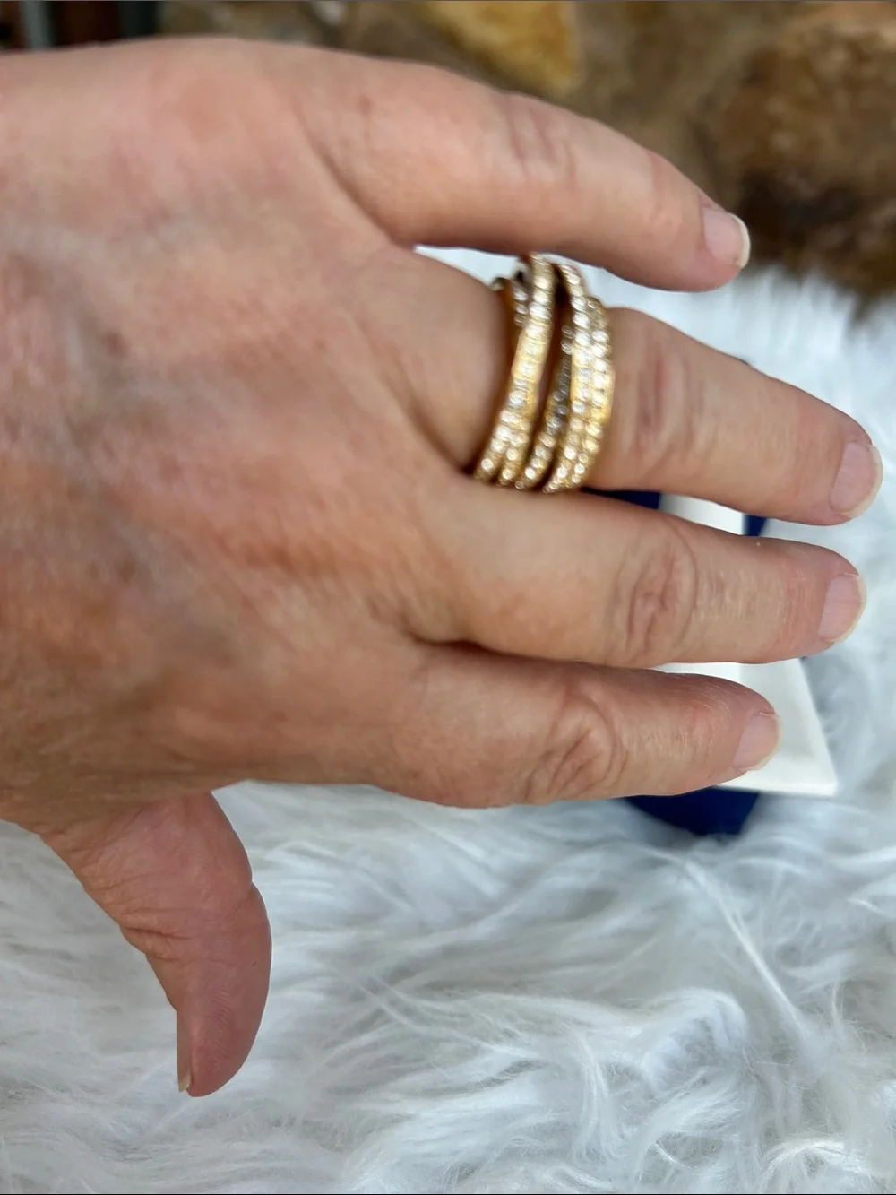 Swarovski Gold Multi-Row Pavé Crystal Stackable Ring